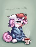  2014 beverage blanket cub english_text equine female friendship_is_magic green_eyes hair horn horse mammal my_little_pony pony sick snot solo sweat sweetie_belle_(mlp) tadashi--kun tea text two_tone_hair unicorn young 