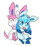  ambiguous_gender animated duo eeveelution eyes_closed glaceon nintendo plain_background pok&eacute;mon robosylveon smile sylveon tongue tongue_out video_games white_background 