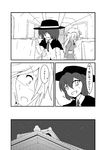  chobii_(hamgyomu) comic greyscale grin hat highres long_hair maribel_hearn monochrome multiple_girls necktie short_hair smile touhou translated usami_renko 