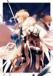  absurdres agravain_(fate/grand_order) artoria_pendragon_(all) artoria_pendragon_(lancer) blonde_hair bodysuit braid breasts cape chess_piece crown fate/grand_order fate_(series) french_braid from_side fur-trimmed_cape fur_trim gawain_(fate/grand_order) green_eyes hair_between_eyes highres large_breasts long_hair morgan_le_fay_(fate) navel profile reroi rhongomyniad sideboob sidelocks tattoo very_long_hair 