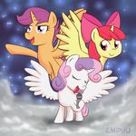  2015 apple_bloom_(mlp) bow cub empyu equine female friendship_is_magic fur group hair horn horse mammal microphone my_little_pony pony purple_eyes purple_hair red_hair scootaloo_(mlp) sweetie_belle_(mlp) two_tone_hair winged_unicorn wings young 