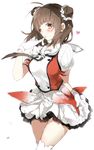  alternate_breast_size brown_eyes brown_hair double_bun dress gloves heart kantai_collection naka_(kantai_collection) remodel_(kantai_collection) short_hair sino_(sionori) solo 