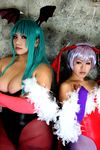  2girls asian breasts capcom chouzuki_maryou cosplay large_breasts lilith_aensland lilith_aensland_(cosplay) morrigan_aensland morrigan_aensland_(cosplay) multiple_girls photo plump suzuka_itsuki vampire_(game) 