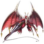  claws digimon digimon_story:_cyber_sleuth dragon examon horns monster no_humans official_art royal_knights simple_background solo spear tail weapon wings yasuda_suzuhito 