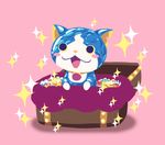  cat chuno highres no_humans open_mouth pink_background sapphinyan simple_background sparkle treasure_chest youkai youkai_watch 