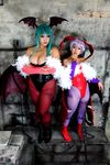  2girls asian breasts capcom chouzuki_maryou cosplay large_breasts lilith_aensland lilith_aensland_(cosplay) morrigan_aensland morrigan_aensland_(cosplay) multiple_girls photo plump suzuka_itsuki vampire_(game) 