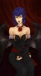  bare_shoulders bat_wings choker commentary elbow_gloves fingerless_gloves fingernails gloves highres large_wings lips looking_at_viewer nail_polish older purple_hair red_eyes remilia_scarlet sash sharp_fingernails sitting touhou tres-iques wings 