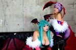  2girls asian breasts capcom chouzuki_maryou cosplay large_breasts lilith_aensland lilith_aensland_(cosplay) morrigan_aensland morrigan_aensland_(cosplay) multiple_girls photo plump suzuka_itsuki vampire_(game) 