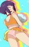  :o ass bitou blush boku_no_hero_academia cheerleader embarrassed from_behind jirou_kyouka looking_back miniskirt open_mouth orange_skirt panties pantyshot pantyshot_(standing) pink_panties plug pom_poms purple_eyes purple_hair short_hair silhouette skirt solo standing tank_top underwear upskirt 