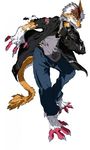  beastman clothing fan_character hair invalid_color invalid_tag jacket johnsergal_(character) kemono leather male osukemo russia sergal silver smile transformation 