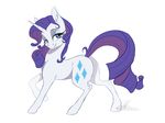  2015 blue_eyes butt cutie_mark dennybutt equine female feral friendship_is_magic fur hair horn looking_at_viewer mammal my_little_pony plain_background purple_hair raised_hoof rarity_(mlp) smile solo unicorn white_background white_fur 