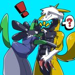  beastman brothers cute fan_character hair humor invalid_tag ivan_the_lucario_(character) johnsergal_(character) kemono lucario male nintendo osukemo otokonoko pok&eacute;mon sergal sibling silver spikes sudden surprise video_games 