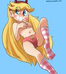  1girl blonde_hair blue_eyes blush lkll long_hair panties pink_panties sock star_butterfly star_vs_the_forces_of_evil 