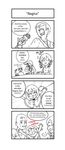  2girls 4boys arm_up border character_request comic drill_hair english greyscale gun hair_ornament higashikata_jousuke highres jojo_no_kimyou_na_bouken mahou_shoujo_madoka_magica mahou_shoujo_madoka_magica_movie microphone momoe_nagisa monochrome multiple_boys multiple_girls number short_hair shouting simple_background smile speech_bubble spoken_ellipsis table talking tomoe_mami twin_drills twintails two_side_up upper_body weapon white_background ||_|| 