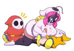  blush bob-omb breasts cum cum_on_face female handjob hood legwear mario_bros mask nintendo penis shygal shyguy stockings video_games 