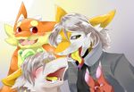  beastman clone clothing cute fan_character female girly hair invalid_color invalid_tag jacket johnsergal_(character) kemono leather male osukemo otokonoko sergal sibling silver twins 