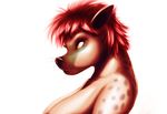  breasts female hair hyena mammal plain_background red_hair spots watsup white_background yellow_eyes 