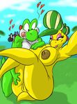  &lt;3 big_breasts breasts eyeshadow female hat koopa kylie_koopa makeup male mario_bros nintendo nipples pussy raised_leg scalie shinysteel smile thick_thighs tongue tongue_out video_games yoshi 