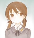  bad_id bad_pixiv_id black_ribbon brown_eyes brown_hair gertrud_barkhorn hair_ribbon long_hair ninomae01 ribbon solo strike_witches twintails upper_body world_witches_series 