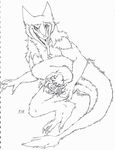  2011 anthro anus blood breasts claws english_text female fluffy forked_tongue fur long_tongue masturbation monochrome nipples open_mouth pawpads paws prehensile_clitoral_hood pussy pussy_juice rain_silves raised_leg ransaryong sergal sharp_teeth sketch slit_pupils smile solo teeth text toe_claws tongue tongue_out warpaint wet 