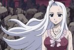  1girl blue_eyes breasts dress fairy_tail highres large_breasts lips long_hair mirajane mirajane_strauss necklace ribbon screencap silver_hair solo white_hair 
