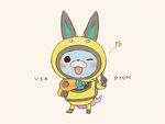  bad_id bad_pixiv_id blush bunny_ears character_name helmet jetpack kanacho looking_at_viewer no_humans one_eye_closed simple_background solo spacesuit star usapyon youkai youkai_watch youkai_watch_3 