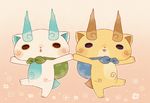  bad_id bad_pixiv_id blush brothers furoshiki gradient gradient_background holding_hands kanacho komajirou komasan looking_at_viewer no_humans open_mouth siblings triangle_mouth youkai youkai_watch 