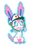  alpha_channel ambiguous_gender blush eeveelution feral hat nintendo pok&eacute;mon robosylveon sitting smile solo sylveon video_games 