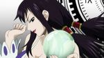  1girl black_eyes black_hair breasts fairy_tail highres large_breasts lips lipstick long_hair makeup red_lipstick screencap smile ultear_milkovich 