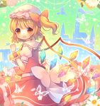  blonde_hair bug butterfly castle flandre_scarlet flower hat insect kirisame_marisa multiple_girls open_mouth pjrmhm_coa red_eyes side_ponytail silhouette smile touhou wings 