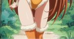  1girl animated animated_gif bare_shoulders blush breasts brown_hair cleavage code_geass code_geass:_nunnally_in_wonderland cosplay costume curvy fawn female green_eyes hetero highres long_hair looking_at_viewer screencap shirley_fenette smile solo stitched thighs 