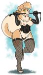  breasts canine clothed clothing collar corset dog dominatrix female fishnet half-dressed iko looking_at_viewer mammal panties pomeranian riding_crop rika_(character) rubber solo standing thick_thighs tongue tongue_out topless underwear wide_hips 