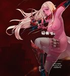  bad_id bad_pixiv_id blonde_hair boots breasts detached_sleeves dungeon_and_fighter happening18 knee_boots kunai large_breasts long_hair nail_polish nipples nude nude_filter pointy_ears red_eyes red_skin solo standing standing_on_one_leg thief_(dungeon_and_fighter) thigh_strap thighhighs third-party_edit weapon 