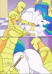 2015 ambiguous_gender anus arareroll armor butt equine female feral friendship_is_magic group hair horn inside mammal multicolored_hair my_little_pony princess_celestia_(mlp) pussy sword weapon winged_unicorn wings 