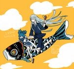  artist_name cloud dated japanese_clothes kodomo_no_hi koinobori kousetsu_samonji l_hakase male_focus multiple_boys sayo_samonji simple_background touken_ranbu translated twitter_username yellow_background yellow_sky 