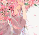  arm_up capelet drawr flower from_side long_hair long_sleeves nucco original pink_hair profile solo upper_body 