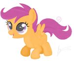  big_eyes equine female friendship_is_magic fur hair horse jessesmash32 mammal my_little_pony open_mouth orange_fur plain_background pony purple_hair scootaloo_(mlp) smile solo tongue white_background wings 