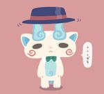  :&lt; bow bowtie chuno full_body hat komasan looking_at_viewer no_humans pigeon-toed solo speech_bubble standing youkai youkai_watch 
