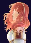  1girl akke armor celica_(fire_emblem) dress fire_emblem fire_emblem_echoes:_mou_hitori_no_eiyuuou jewelry long_hair looking_at_viewer nintendo red_eyes red_hair simple_background solo tiara 
