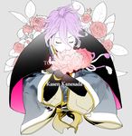  character_name closed_eyes copyright_name flower japanese_clothes kasen_kanesada male_focus noppo purple_hair solo touken_ranbu 
