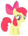 apple_bloom_(mlp) big_eyes equine female friendship_is_magic fur hair horse jessesmash32 looking_at_viewer mammal my_little_pony plain_background pony red_hair smile solo white_background yellow_fur young 