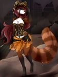  2015 blue_eyes clothed clothing corset female hair mammal red_hair red_panda skimpy solo spazzykoneko 