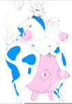  bandanna big_breasts bovine breasts bun_snn cattle chubby female horn lactaid looking_at_viewer mammal nude overweight solo standing teats thick_thighs udders wide_hips 