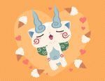  blush chuno closed_eyes food full_body furoshiki heart ice_cream ice_cream_cone komasan no_humans open_mouth orange_background soft_serve solo youkai youkai_watch 