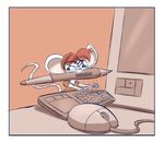  clothed clothing computer computer_mouse eyewear female glasses keyboard lazy_eye mammal mouse pen rodent tgwonder 