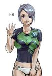  1girl breasts character_request cross_(xenoblade_x) female large_breasts nintendo panties purple_eyes short_hair silver_hair smile underwear white_panties xenoblade_chronicles_x xenoblade_x 