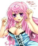  breasts cleavage dress large_breasts long_hair missy_(sekaiju) open_mouth pink_eyes pink_hair sekaiju_no_meikyuu sekaiju_no_meikyuu_3 smile solo tokita_monta translation_request 