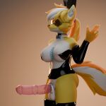 1:1 3d_(artwork) anthro balls blender_(artwork) breast_piercing bunny_costume canid canine canis chastity_cage chastity_device clothing collar costume digital_media_(artwork) dildo eyewear flat_chastity_cage genitals gynomorph haolde haolde_(character) hi_res intersex looking_at_viewer mammal sex_toy solo strapon strapon_over_chastity sunglasses wolf