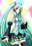  detached_sleeves hatsune_miku headset long_hair necktie shiruko solo thighhighs twintails very_long_hair vocaloid zettai_ryouiki 