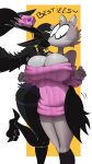 9:16 absurd_res anthro armband avian beak big_breasts bird bouncing_breasts breasts carmen_the_crow cellphone claws clothed clothing corvid corvus_(genus) crow duo electronics eyes_closed female hi_res huge_breasts mammal open_beak open_mouth oscine passerine phone pose procyonid raccoon selfie smile spiked_armband spikes sweater tobitobi90 toe_claws topwear uva_the_raccoon wings